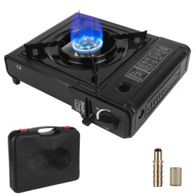 3300W Portable Camping Stove Butane Canister Dual Fuel Burner Piezo Electric Ignition Single Burner with Automatic Tank Ejection Overpressure Cut