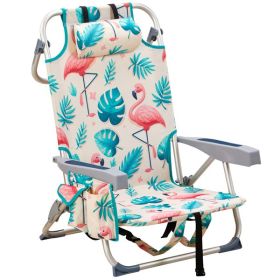 63x65x82cm, Flamingo Motif, Aluminum, Beach Chair, Oxford Cloth (Option: Flamingo pattern)