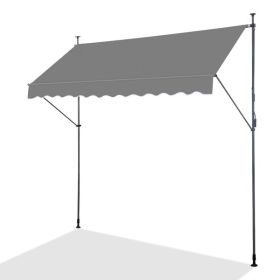 300x120x200-300cm, Grey, Support Canopy, Polyester Fabric, Aluminum-iron Frame, Retractable (Color: Grey)